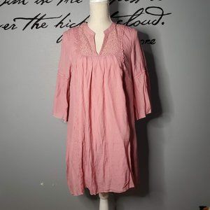 NWT J Gee Soft Rose Pink Boho Babydoll Dress, M